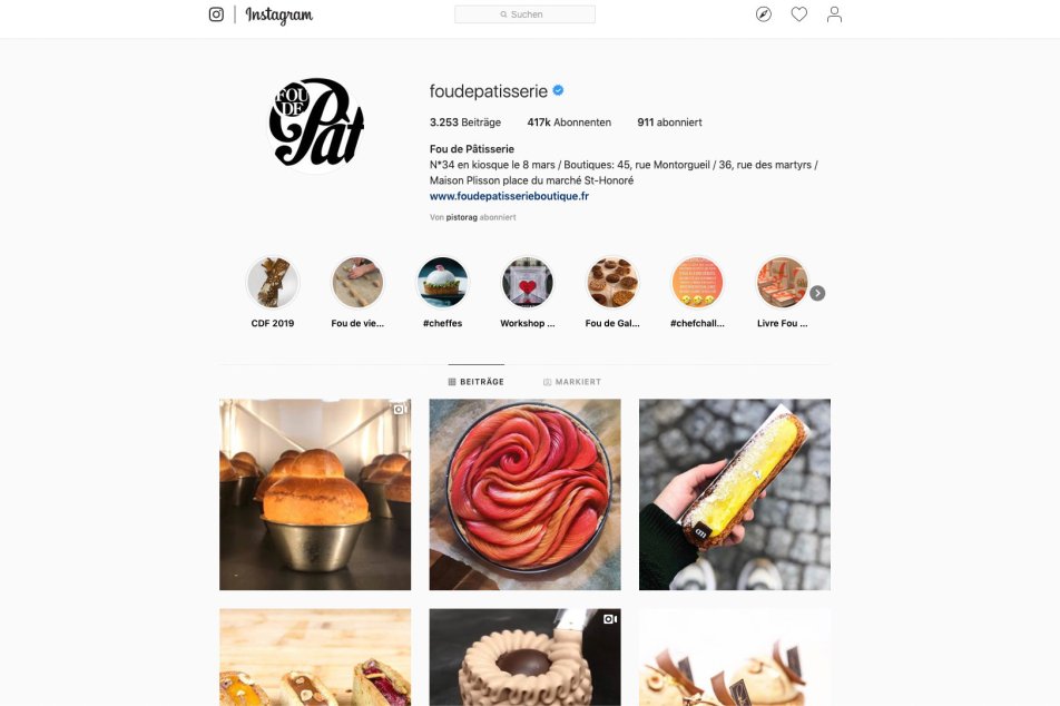 Instagram Profil Fou de patisserie
